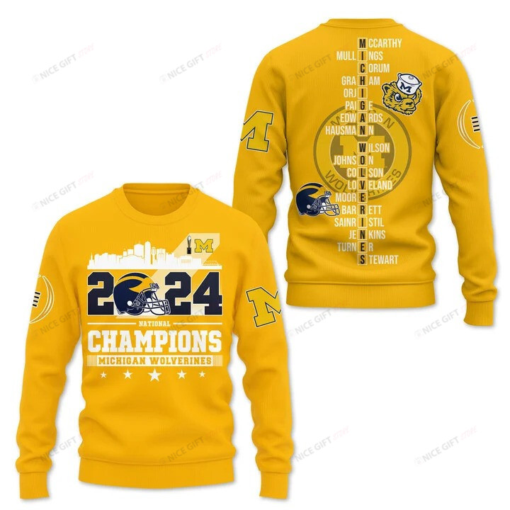 NCAA Michigan Wolverines National Champions 2024 Crewneck Sweatshirt Nicegift 3CS-S8I9