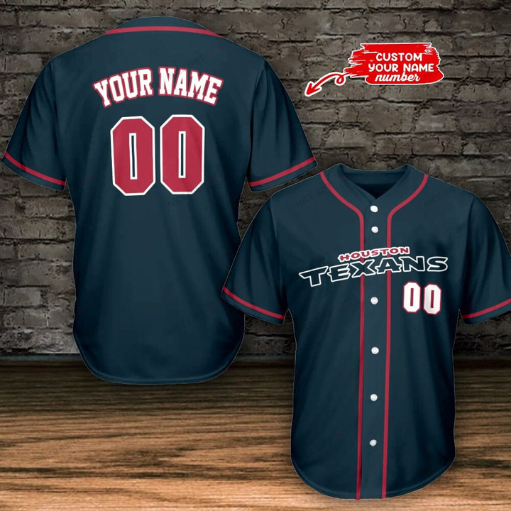 NFL Houston Texans (Your Name & Number) Baseball Jersey Nicegift BBJ-O6G6