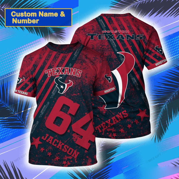 NFL Houston Texans (Your Name & Number) 3D T-shirt Nicegift 3TS-P2H2