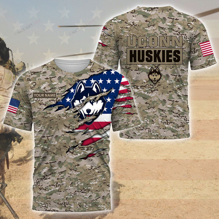 NCAA UConn Huskies (Your Name) 3D T-shirt Nicegift 3TS-K7V3