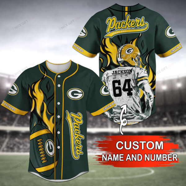 NFL Green Bay Packers (Your Name & Number) Baseball Jersey Nicegift BBJ-Q6D5