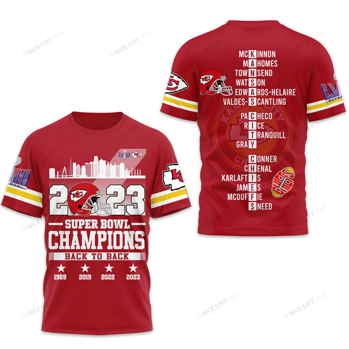 NFL Kansas City Chiefs Super Bowl Champions 2023 3D T-shirt Nicegift 3TS-Q6C7