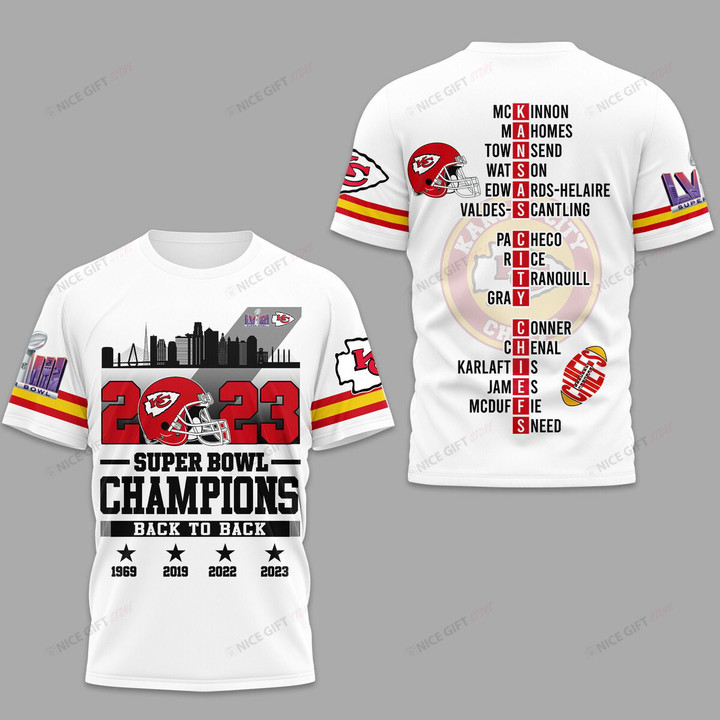 NFL Kansas City Chiefs Super Bowl Champions 2023 3D T-shirt Nicegift 3TS-L5H0