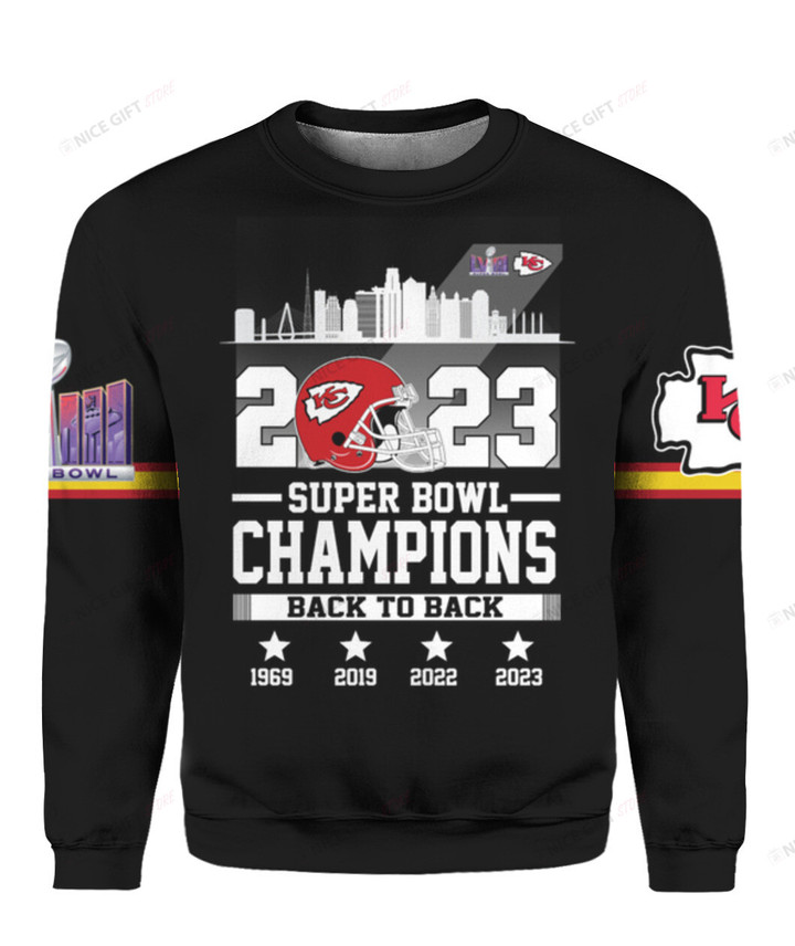 NFL Kansas City Chiefs Super Bowl Champions 2023 Crewneck Sweatshirt Nicegift 3CS-E8Z1