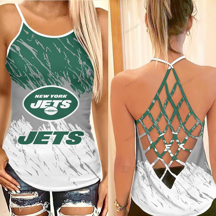 NFL New York Jets Criss Cross Tank Top Nicegift CTT-T7J4