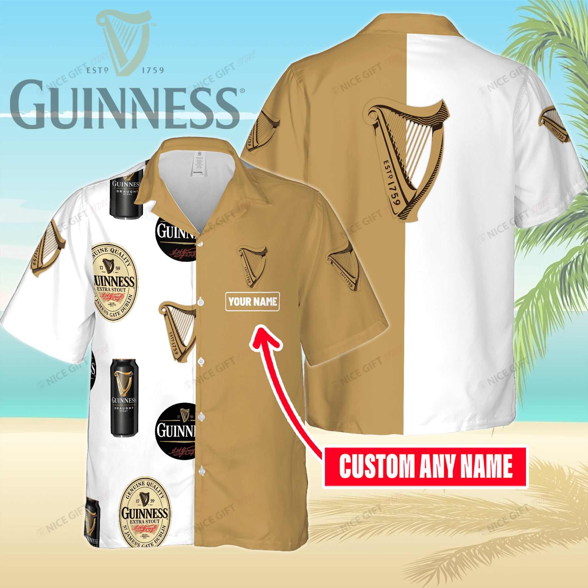 Guinness Custom Name Hawaiian Shirt 3HS-N6C6