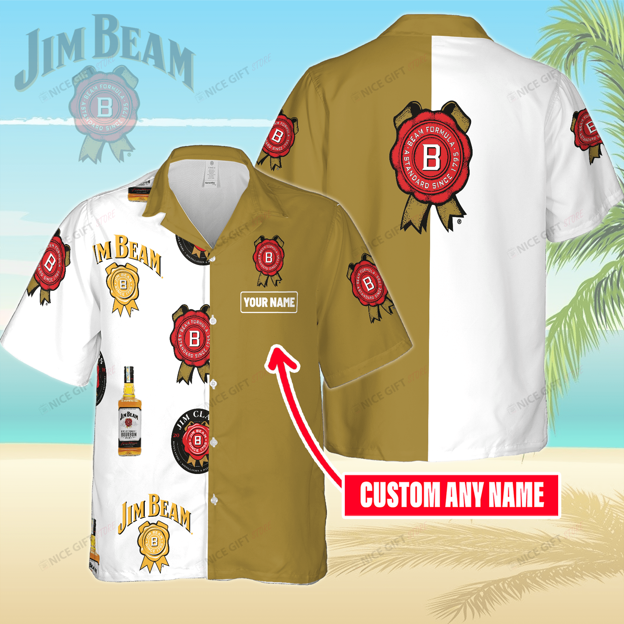 Jim Beam Custom Name Hawaiian Shirt 3HS-R0A1