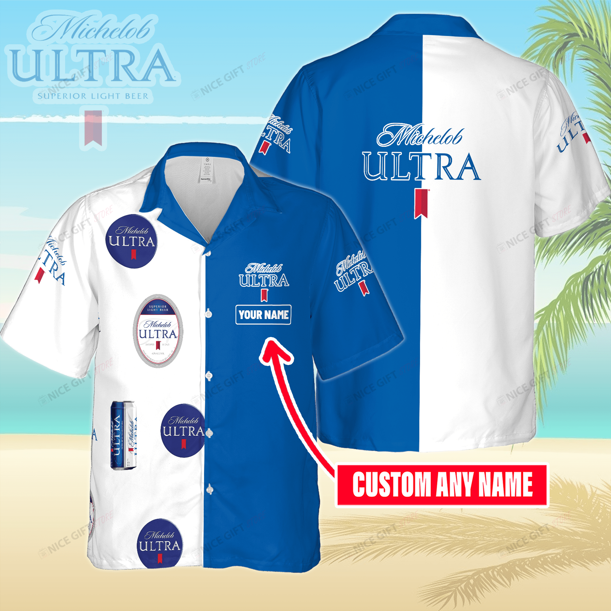 Michelob ULTRA Custom Name Hawaiian Shirt 3HS-E6F6