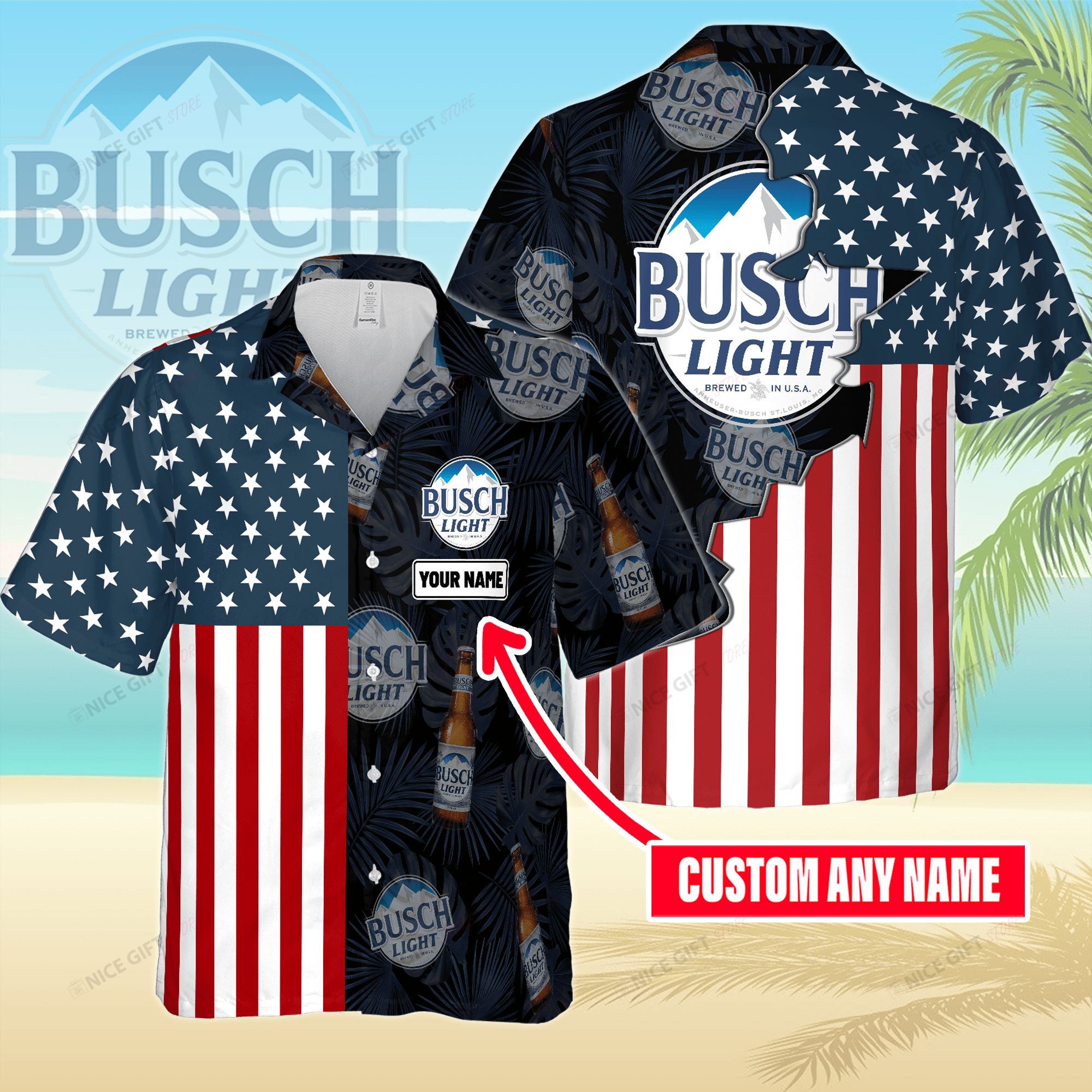 Busch Light Custom Name Hawaiian Shirt 3HS-P1R6