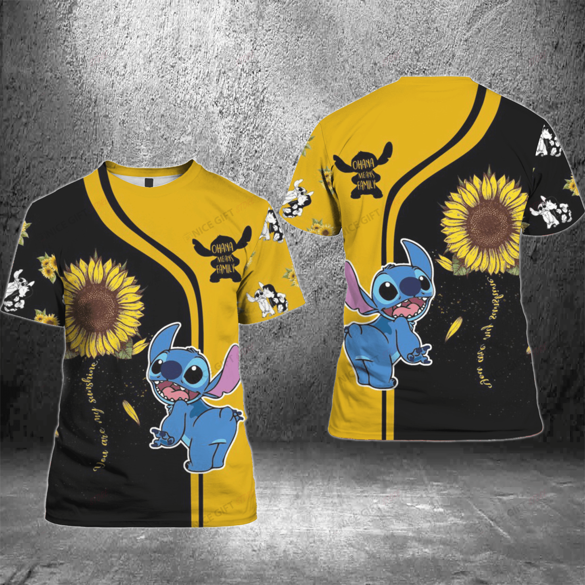 Stitch Ohana Means Family You Are My Sunshine 3D T-shirt 3TS-I3Y4