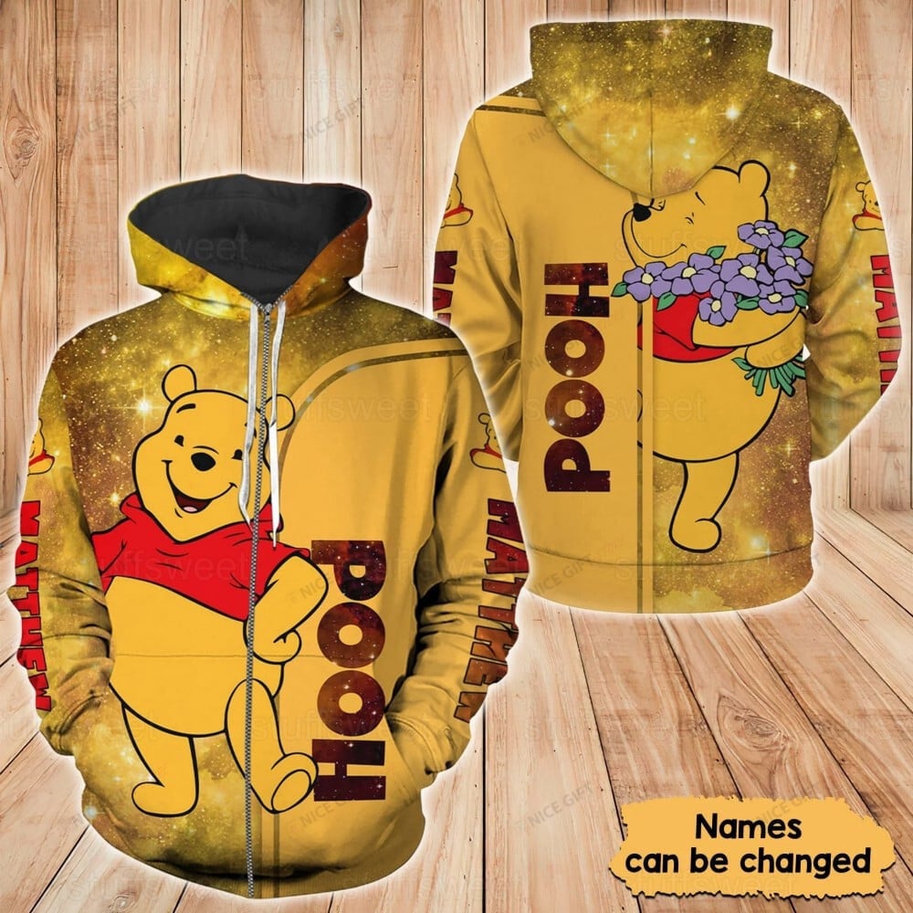 Winnie The Pooh Personalized Zip Hoodie 3D 3ZH-P8G5