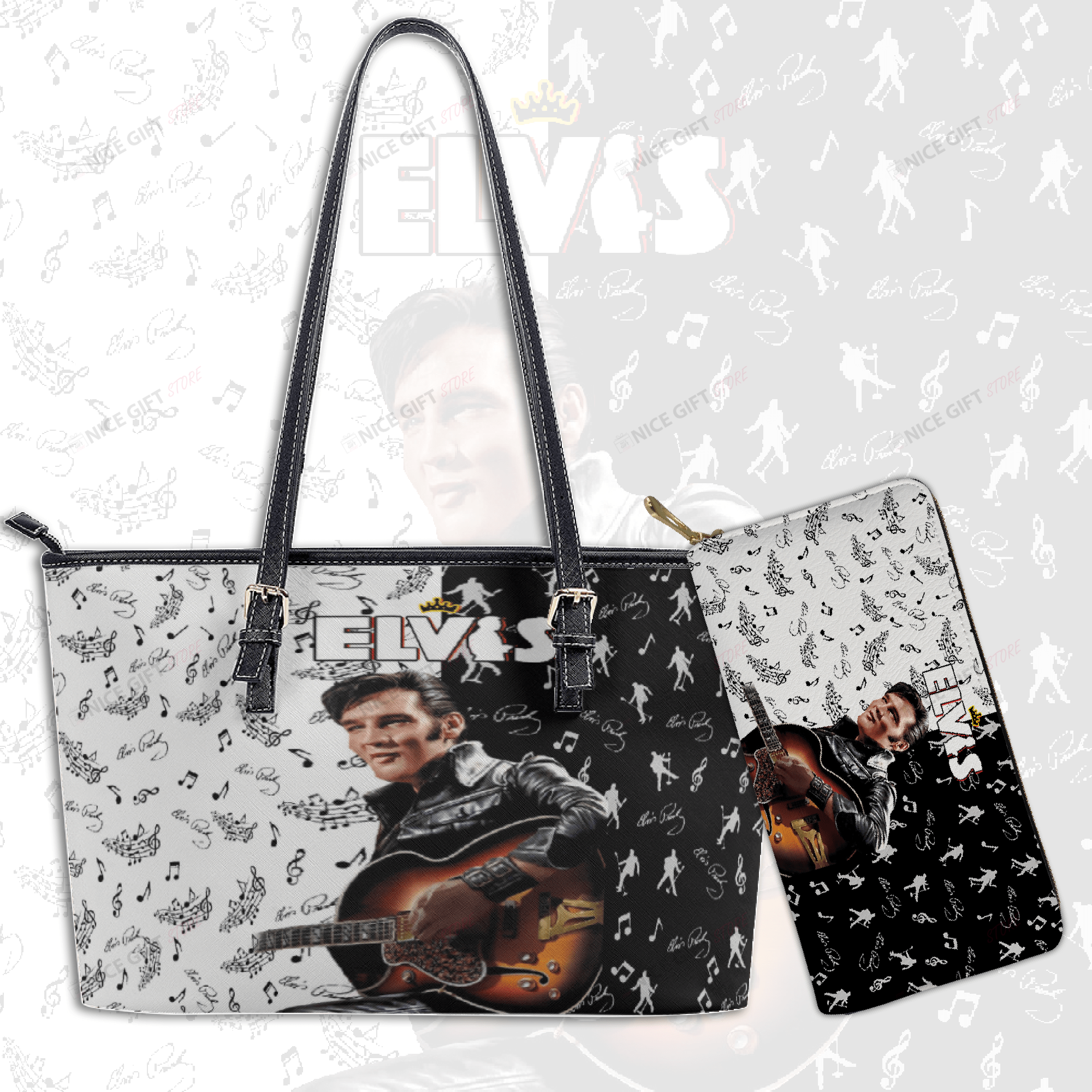 Elvis Presley Leather Tote Bag & Woman Purse Set LTB-O5G6 WOP-N8M3
