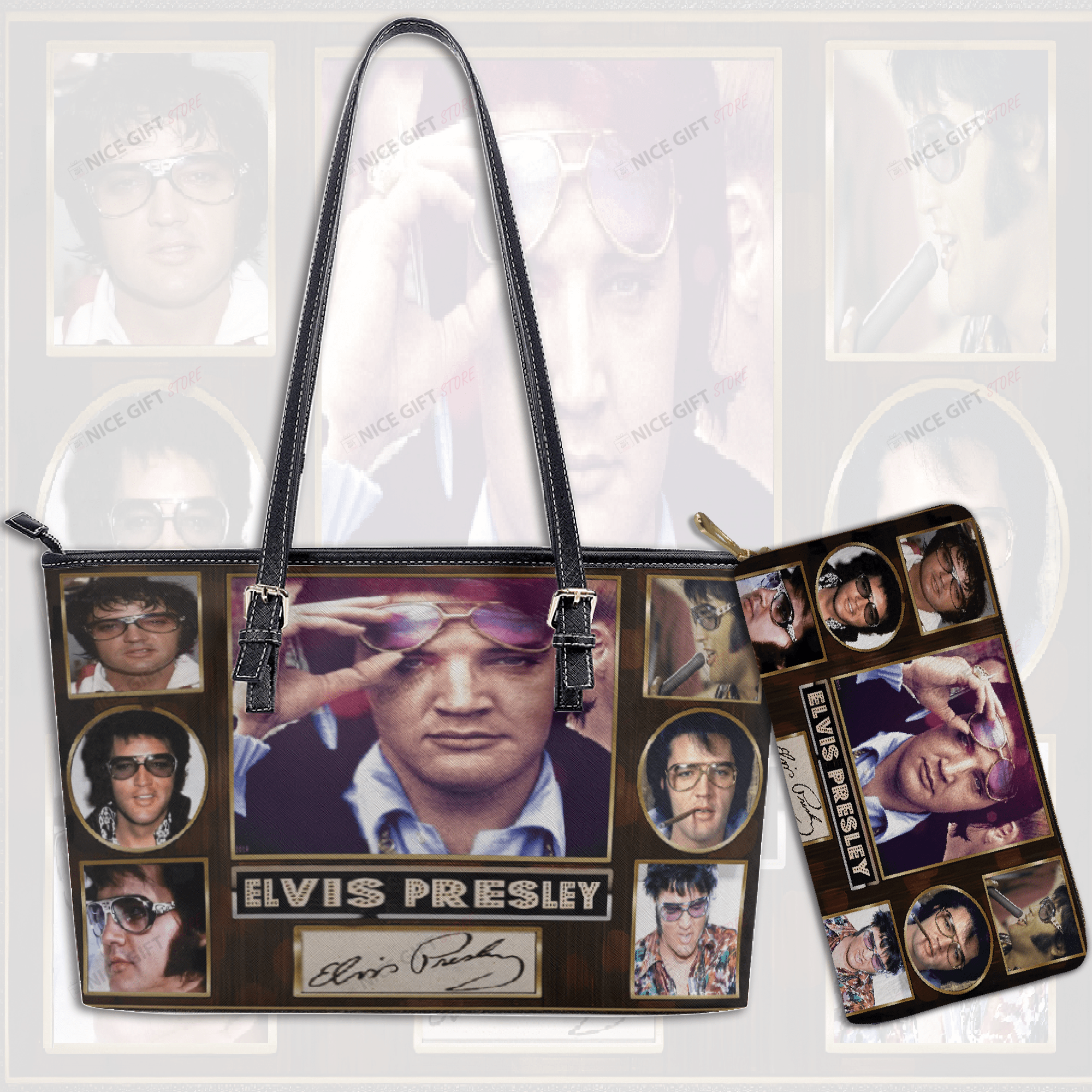 Elvis Presley Leather Tote Bag & Woman Purse Set LTB-U0O7 WOP-L4Z1
