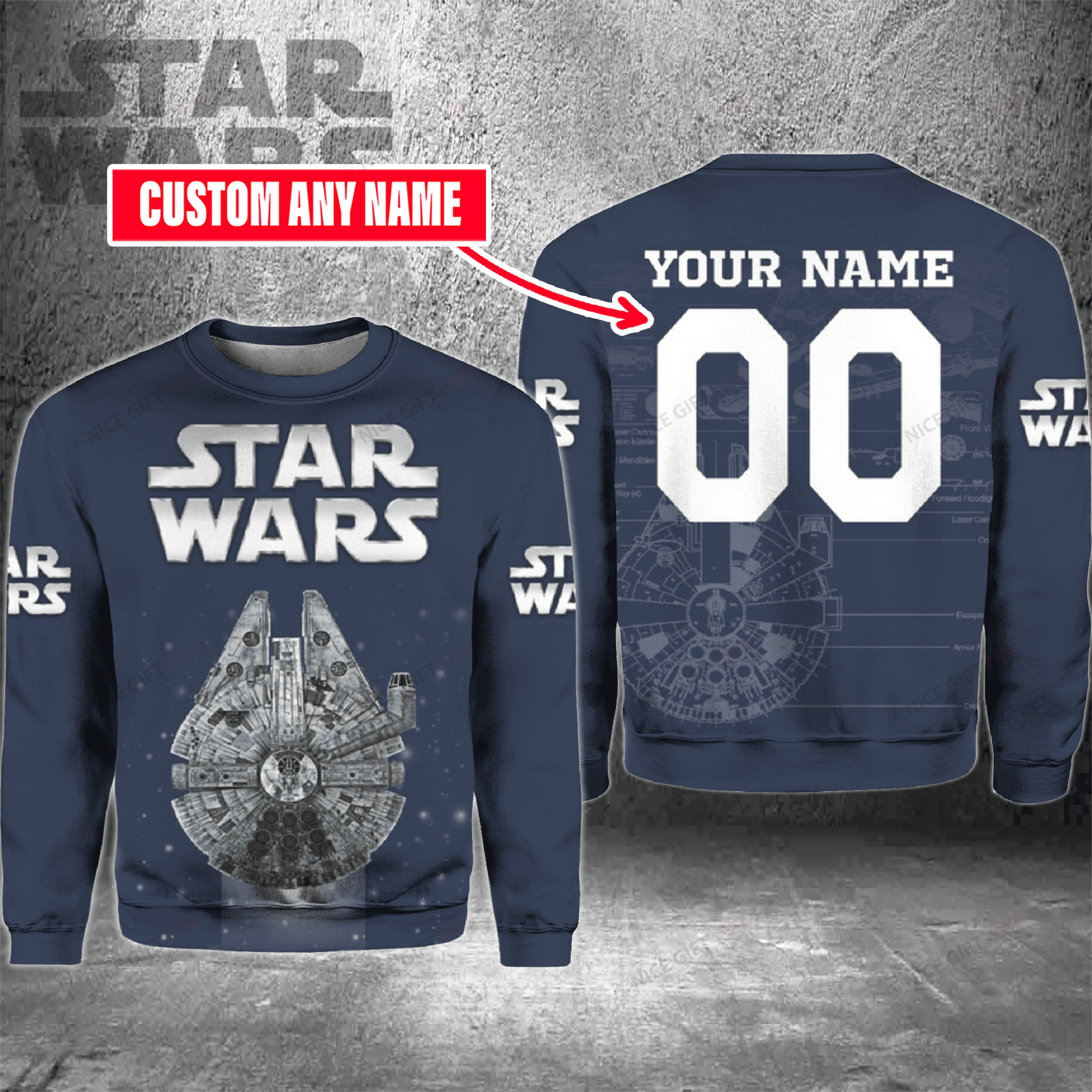Star Wars Millennium Falcon Personalized Crewneck Sweatshirt 3CS-Q7E5