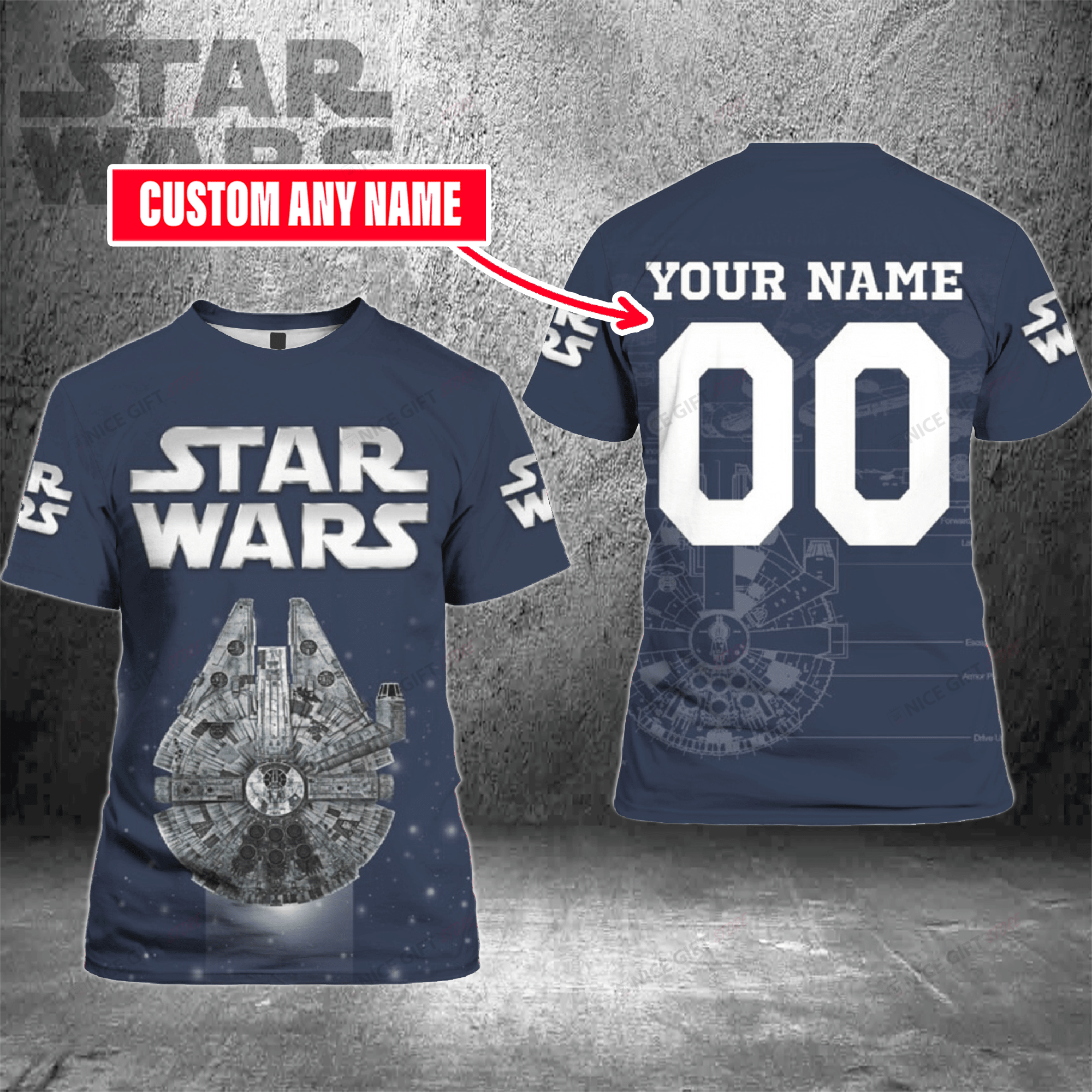 Star Wars Millennium Falcon Personalized 3D T-shirt 3TS-E5U3