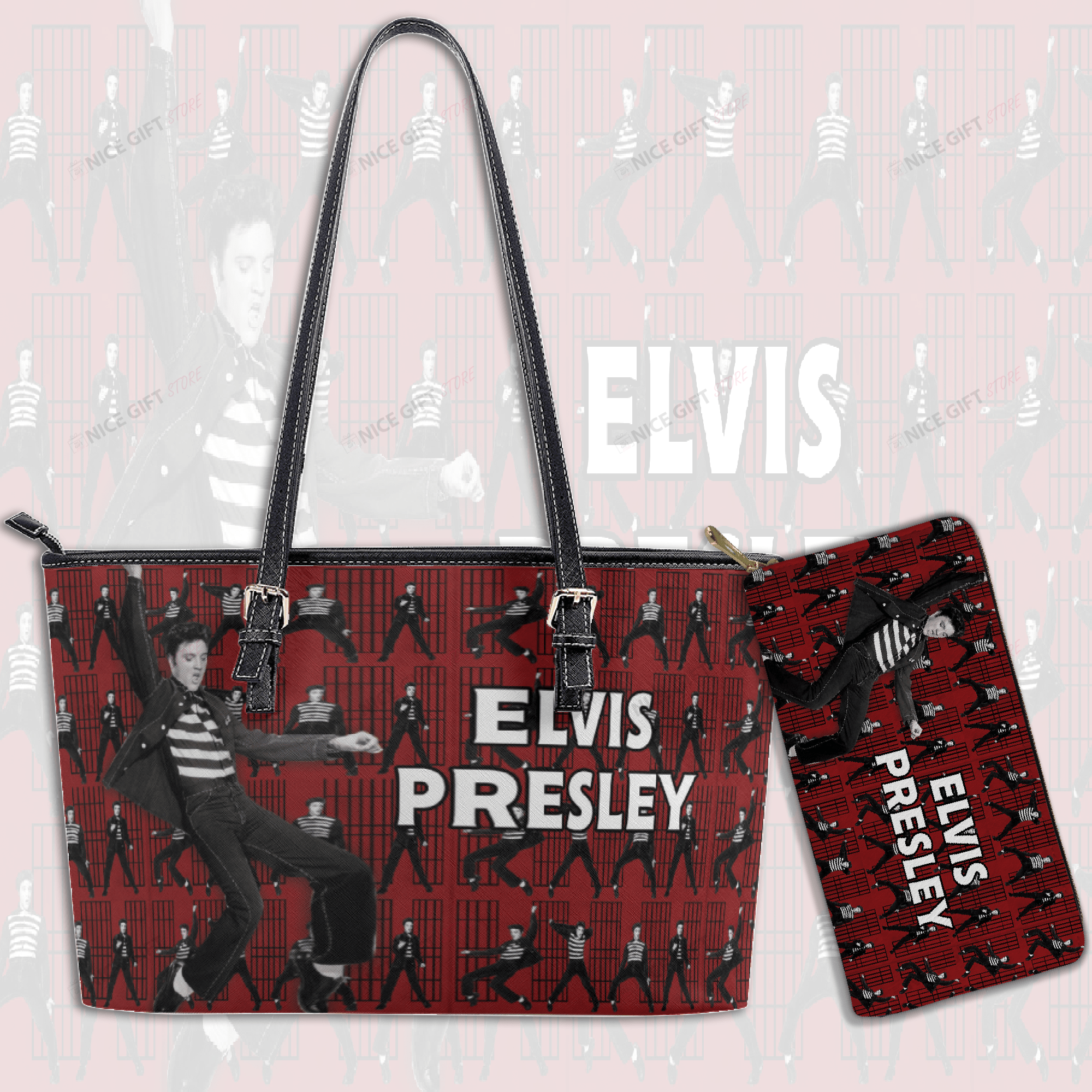 Elvis Presley Leather Tote Bag & Woman Purse Set LTB-A6P4 WOP-P2K7