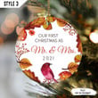 Our First Christmas As Mr And Mrs Ornament Personalized Gift For Wife Husband