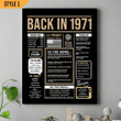 Back In 1971 Vertical Canvas Poster Framed Print Personalized 50th Birthday Gift