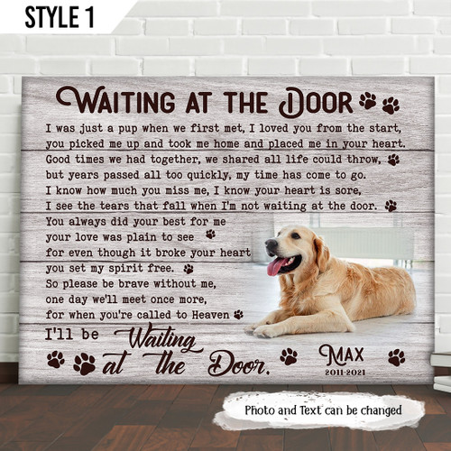 Ohcanvas Waiting At The Door Dog Horizontal Canvas Poster Framed Print Personalized Dog Memorial Gift For Dog Lovers