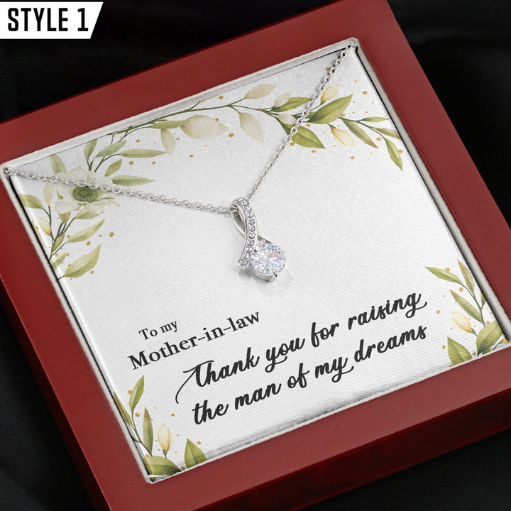 To My Mother In Law Alluring Beauty Necklace Thank You For Raising The Man Of My Dreams Personalized Gift For Mother In Law