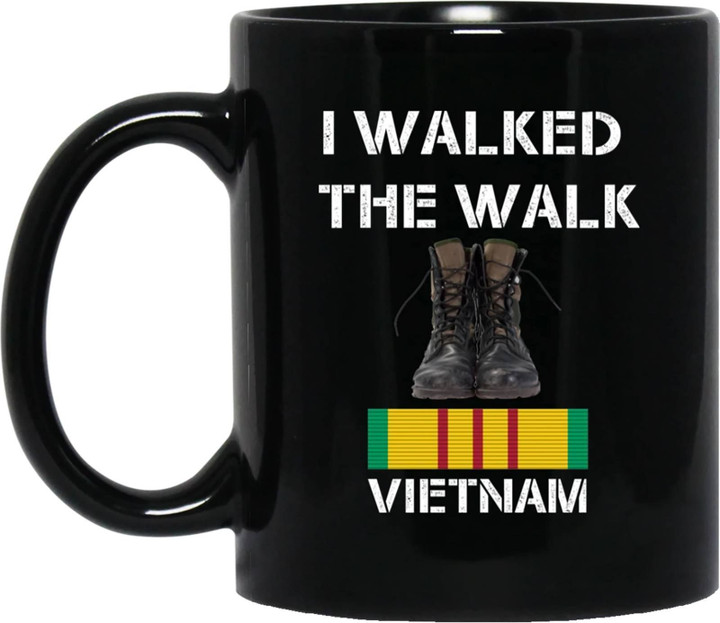 I Walked The Walk Vietnam Black Mug Personalized Gift For Veteran