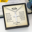 To My Son Cross Necklace From Mom Stand Tall Even If You Fall Personalized Gift For Son