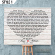 Song Lyrics Horizontal Canvas Poster Framed Print Heart Shape Personalized Wedding Anniversary Gift For Wife Husband