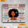 You Are Beautiful Victorious Enough Horizontal Canvas Poster Framed Print Personalized Gift For Black Girl