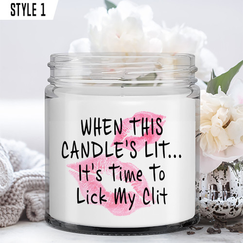 When This Candle's Lit, It's Time To Lick My Clit Candle Personalized Wedding Anniversary Gift For Wife