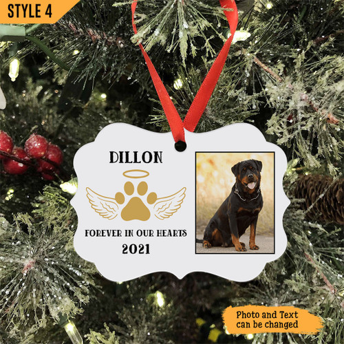 Forever In Our Hearts Dog Memorial Christmas Ornament Personalized Dog Memorial Gift For Dog Lovers
