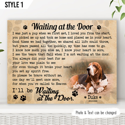 I'll Be Waiting At The Door Dog Poem Printable Horizontal Canvas Poster Framed Print Personalized Dog Memorial Gift For Dog Lovers