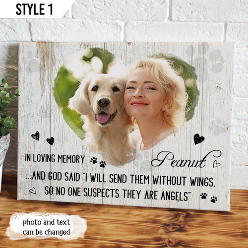 Custom Canvas Print | And God Said I Will Send Them Without Wings | Personalized Dog Memorial Gift With Dog Picture