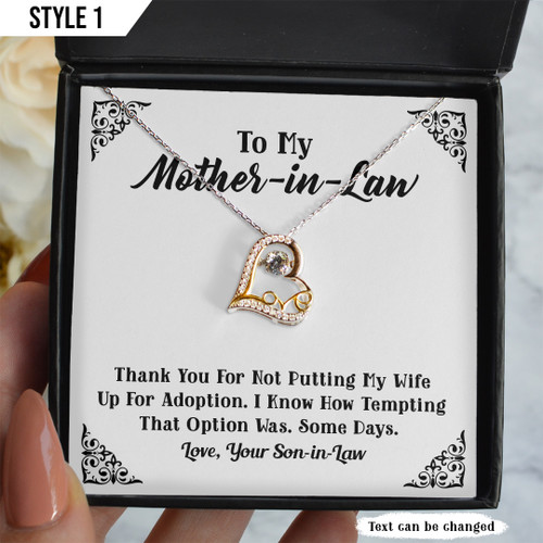 To My Mother In Law Love Dancing Necklace Thanks For Not Putting My Wife Up For Adoption Personalized Gift For Mother In Law