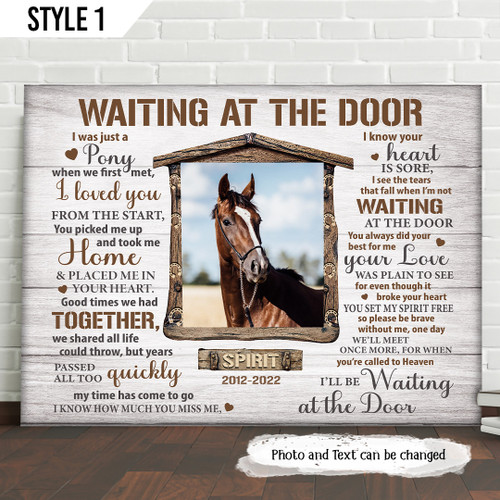 Ohcanvas Waiting At The Door Horse Horizontal Canvas Poster Framed Print Personalized Horse Memorial Gift For Horse Lovers