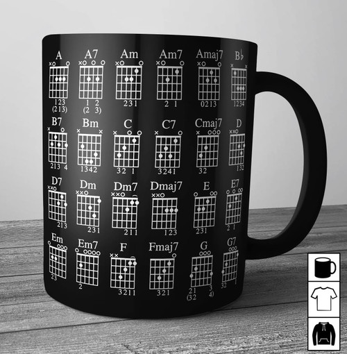 Guitar Chords Black Mug