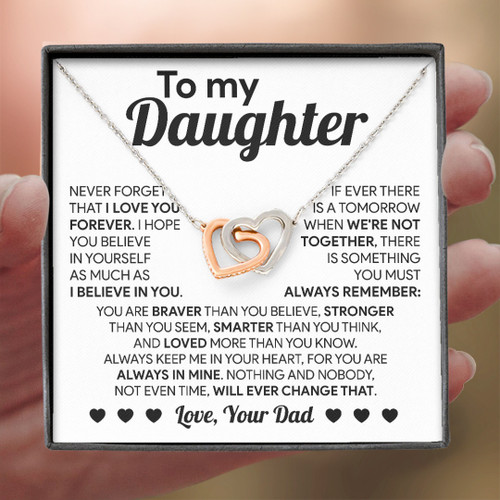 To My Daughter Necklace From Dad I Want You To Believe Deep In Your Heart Interlocking Hearts Necklace Personalized Gift For Daughter