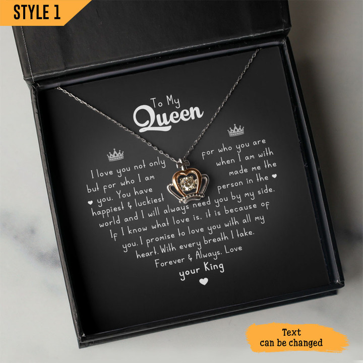 To My Wife Crown Pendant Necklace I Love You Not Only For What You Are But For What I Am When I Am With You Personalized Gift For Wife