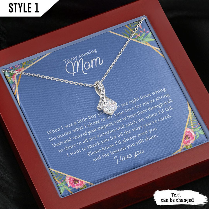 To My Mom Alluring Beauty Necklace From Son When I Was A Little Boy You Taught Me Right From Wrong Personalized Gift For Mother