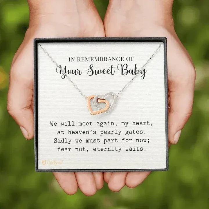 Angel Baby Interlocking Hearts Necklace For Mom In Rememberance Of Your Sweet Baby Personalized Miscarriage Gift Pregnancy Loss Gift