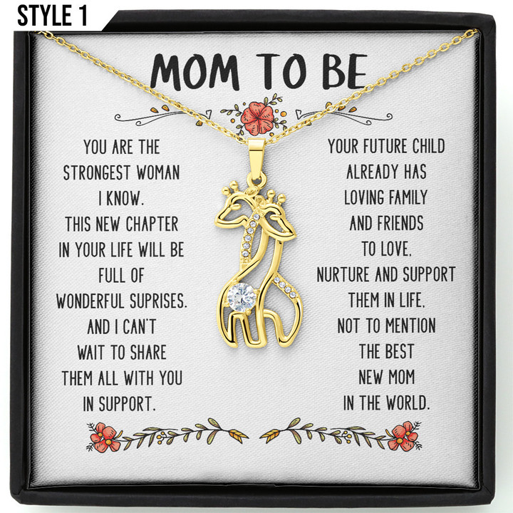 Mom To Be Giraffe Necklace You Are The Strongest Woman I Know Personalized Gift For Expecting Mom Gift For Pregnant Wife