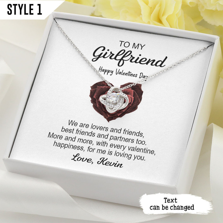 To My Girlfriend Love Knot Necklace Happy Vanlentine's Day Personalized Gift For Girlfriend