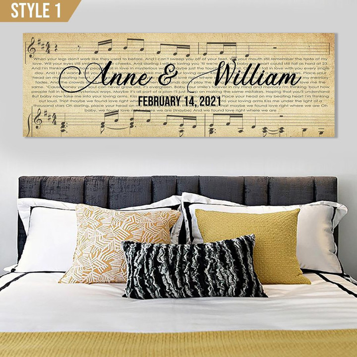 Song Lyrics Horizontal Canvas 60x20in Music Sheet Personalized Wedding Anniversary Gift For Wife Husband