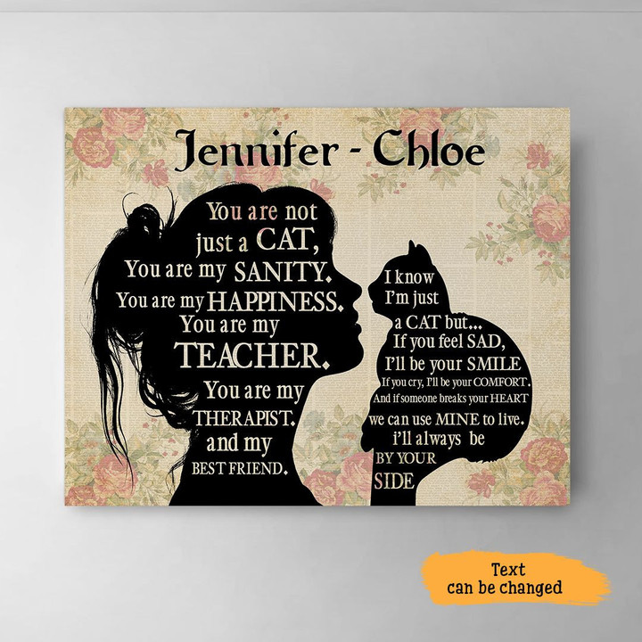 I Know I'm Just A Cat Silhouette Cat Horizontal Canvas Poster Framed Print Personalized Cat Memorial Gift For Cat Lovers