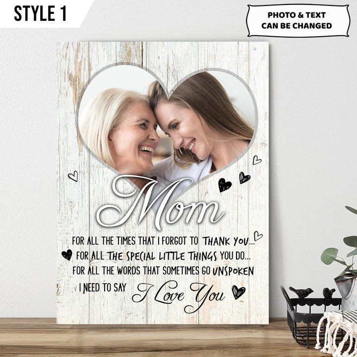 To My Wonderful Mom For All The Times That I Forgot To Thank You Horizontal Canvas Poster Framed Print Personalized Gift For Mom