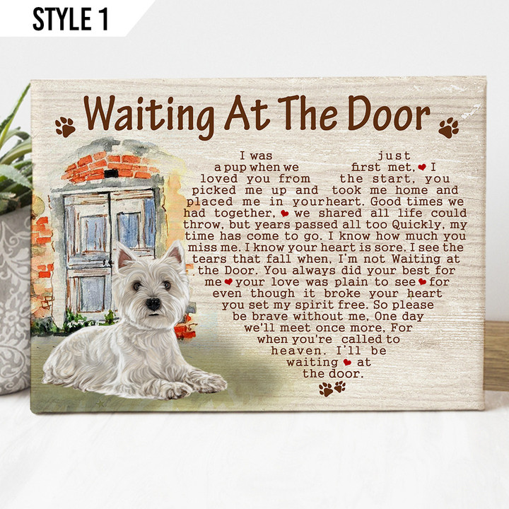 Westie Waiting At The Door Dog Horizontal Canvas Poster Framed Print Personalized Dog Memorial Gift For Dog Lovers