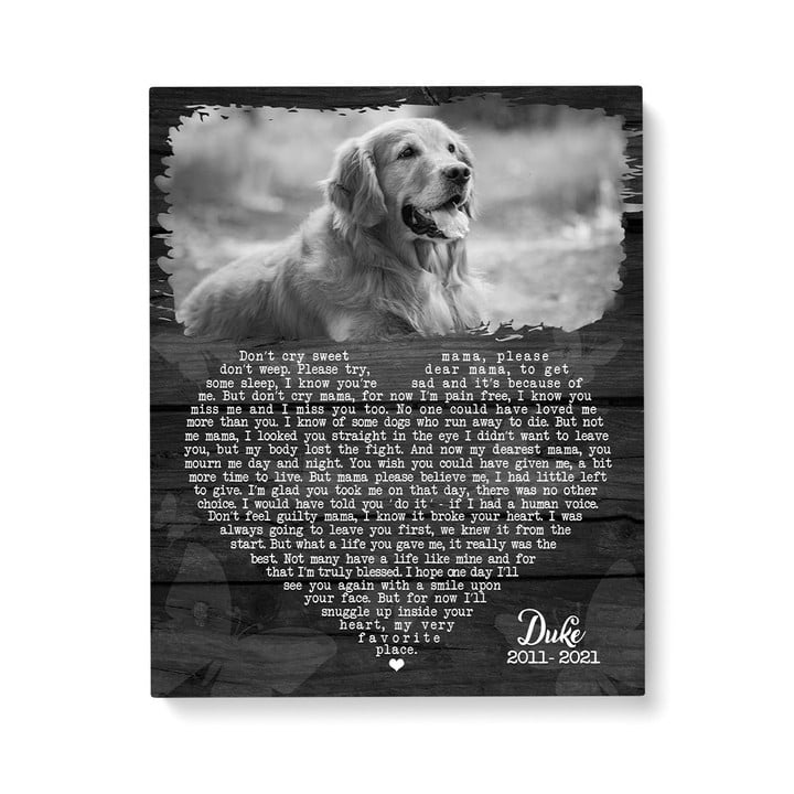 Don't Cry Sweet Mama Dog Poem Printable Vertical Canvas Poster Framed Print Personalized Dog Memorial Gift For Dog Lovers