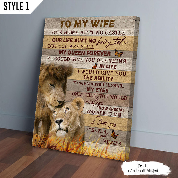 Custom Canvas Print Lion Couple Our Home Ain't No Castle Wedding Anniversary Gift For Wife
