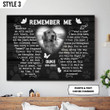 Remember Me With Smiles Not Tears Dog Printable Horizontal Canvas Poster Framed Print Butterfly Shape Personalized Dog Memorial Gift For Dog Lovers