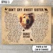 Don't Cry Sweet Sister Dog Poem Printable Horizontal Canvas Poster Framed Print Butterfly Shape Personalized Dog Memorial Gift For Dog Sister