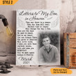 Letters To My Son In Heaven Memorial Vertical Canvas Poster Framed Print Personalized Memorial Gift For Loss Of Son